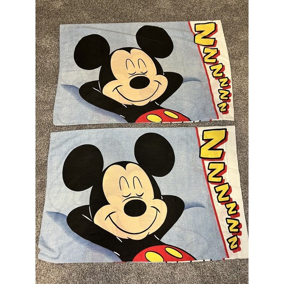 Vintage Disney Mickey Mouse Rise And Shine Standard Cotton Pillow Cases 2 - Picture 5 of 9